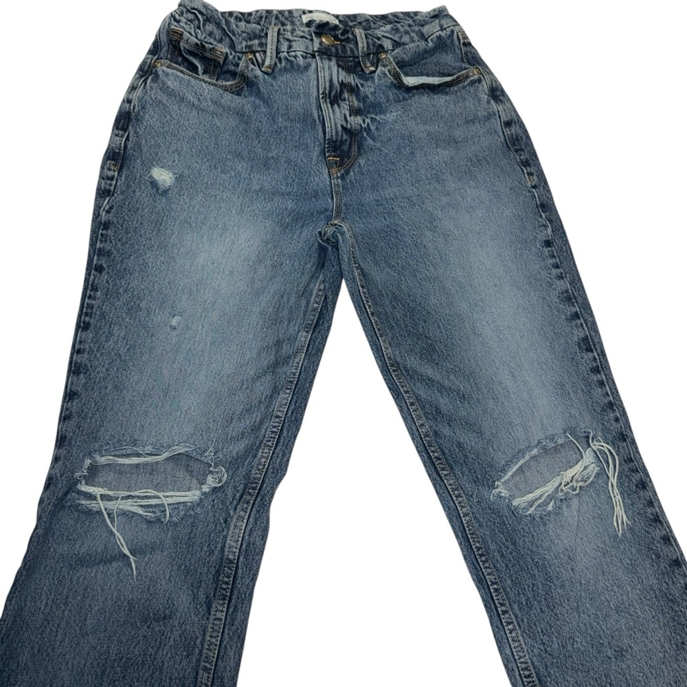 Good American GNIC0999T Distressed 100% Cotton Straight Leg Jeans | Size 6 / 28 - Picture 5 of 17